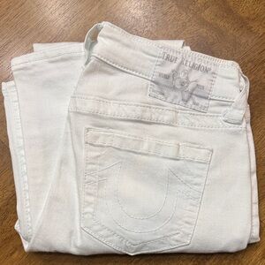 True Religion Women's White Button Fly Halle Jeans